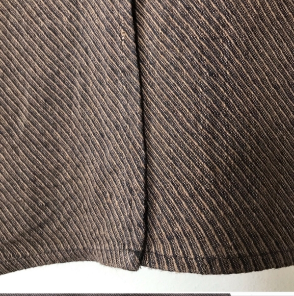 FLAX 100% Linen Vintage Pull On Midi Skirt with Modest Front Slit Brown Size S* - Picture 3 of 4